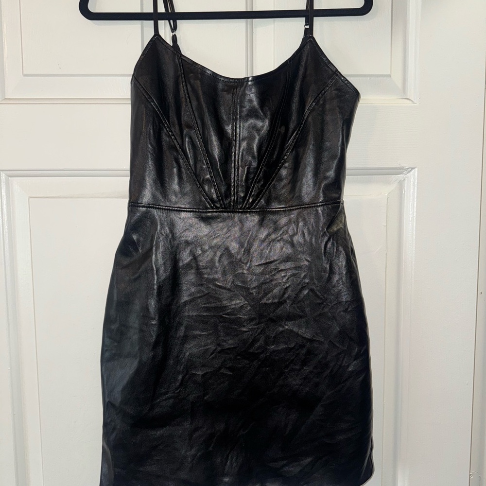 Black Faux Leather Mini Dress